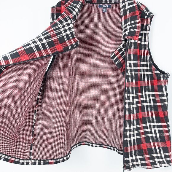 Chaps Asymmetric Zip Plaid Sweater Vest Womens 2X Cotton Knit Preppy Cabincore - Picture 8 of 15
